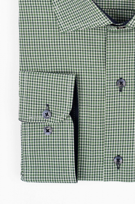 Camasa slim fit alba cu carouri verzi 2XL [2]