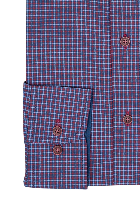 Camasa slim fit cu carouri visinii si albastre [2]