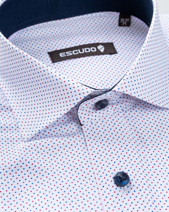 Camasa slim fit cu imprimeuri rosii si albastre [3]