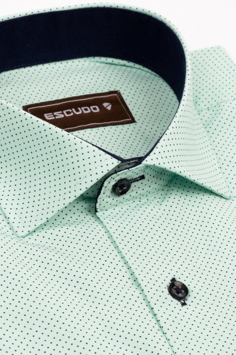 Camasa slim fit verde cu imprimeu bleumarin [3]