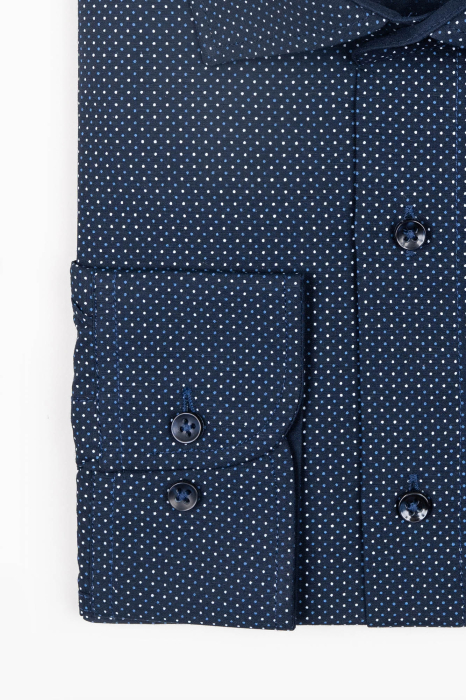 Camasa slim fit XS neagra cu buline mici [3]