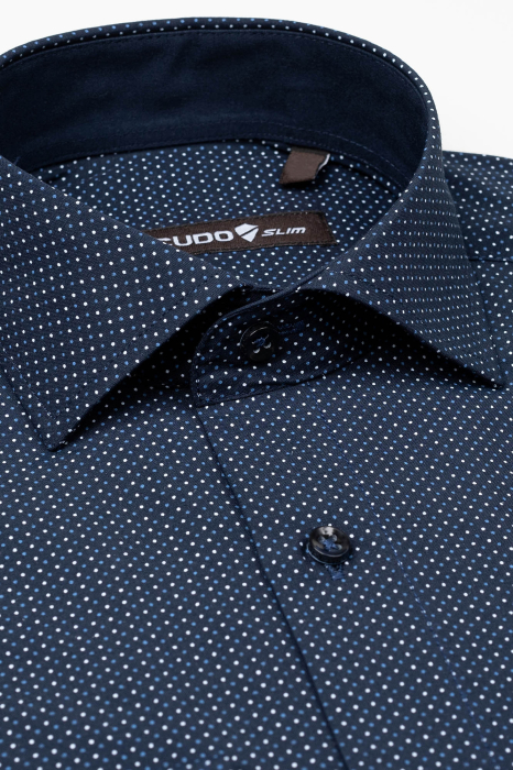 Camasa slim fit XS neagra cu buline mici [2]