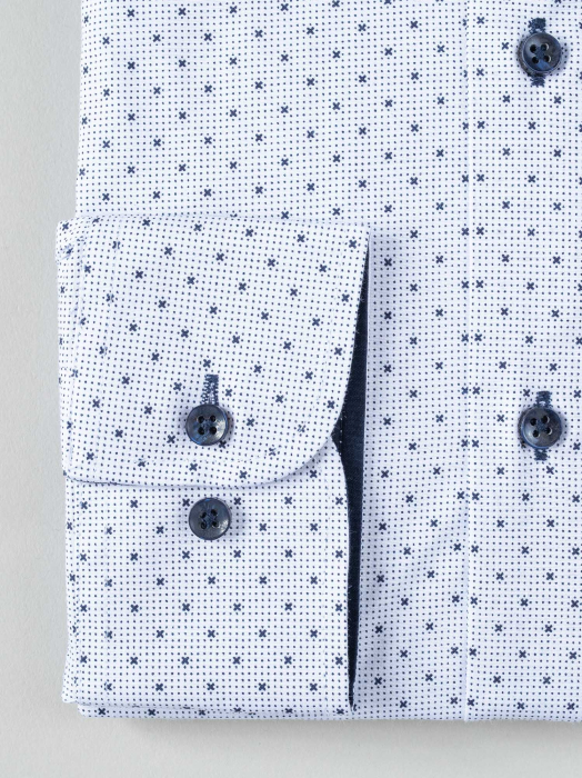 Camasa strech alba cu imprimeu slim fit [3]