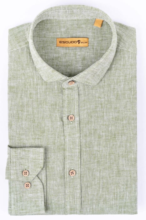 Camasa verde casual barbati slim din in [2]