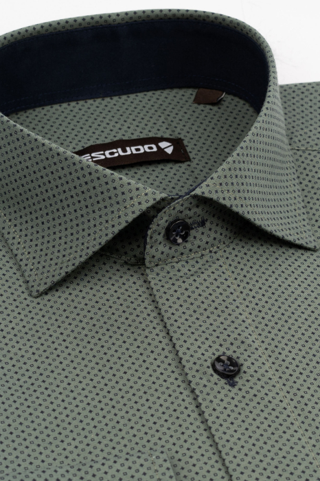 Camasa verde slim fit  cu imprimeuri geometric [3]