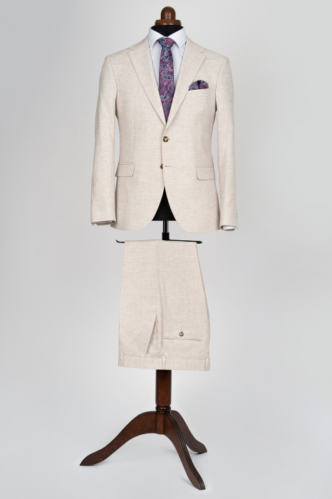 Costum barbati bej-deschis slim fit [6]