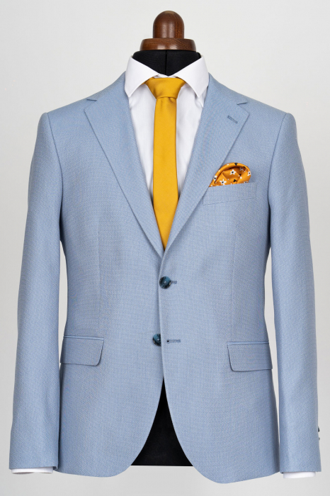 Costum barbati bleu-pepit slim fit [5]