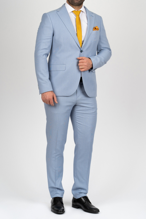 Costum barbati bleu-pepit slim fit [2]