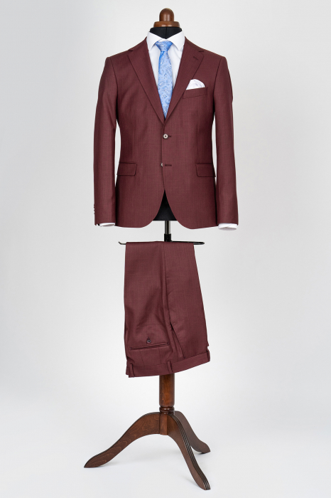 Costum barbati burgund-visiniu slim fit [4]