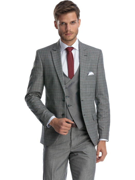 Costum barbati gri slim fit [2]