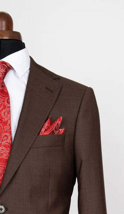 Costum barbati slim fit maro [3]