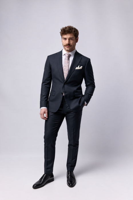 Costum barbati slim fit navy Premium 100% lână [4]