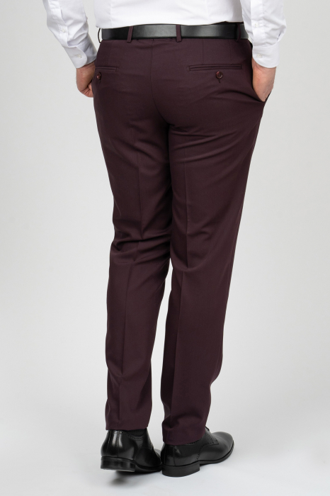 Costum barbati slim fit visiniu inchis cu doua randuri de nasturi [5]