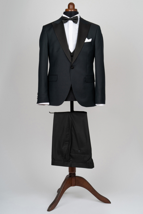 Costum barbati Smoking verde inchis slim fit [7]