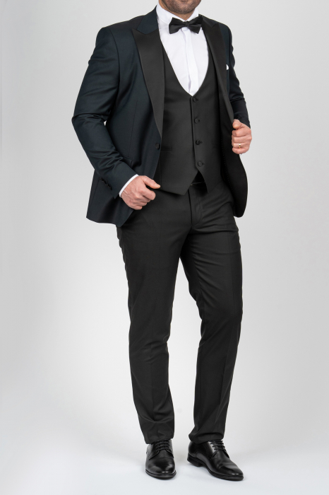 Costum barbati Smoking verde inchis slim fit [4]