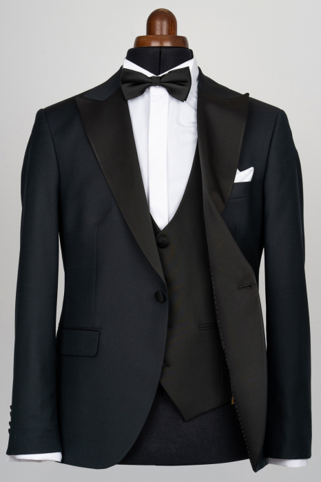 Costum barbati Smoking verde inchis slim fit [8]