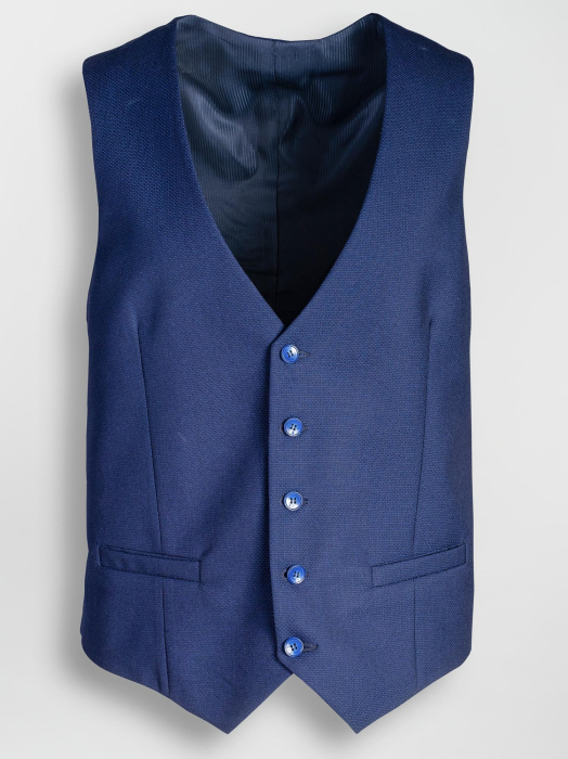 Costum cu vesta slim fit albastru pepit [5]