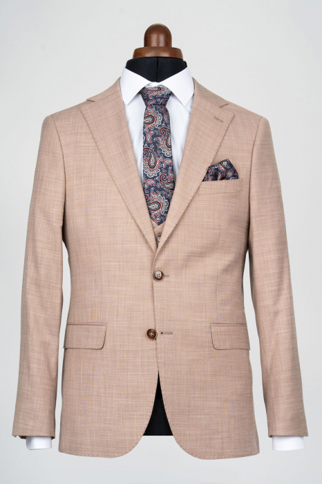 Costum cu vesta slim fit bej [3]