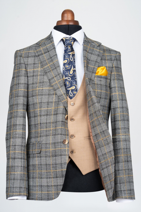 Costum cu vesta slim fit camel [2]