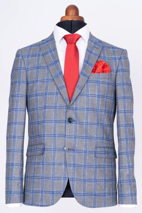 Costum gri carouri slim [2]