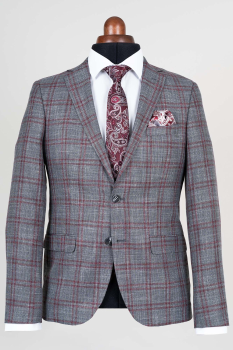 Costum gri deschis cu carouri roz [3]