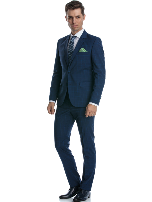 Costum lana albastru cu caro [2]