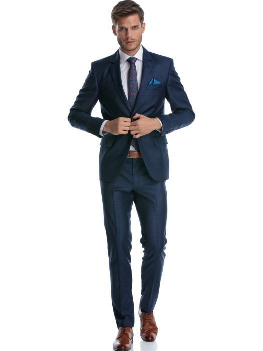 Costum lana albastru cu caro visiniu [3]