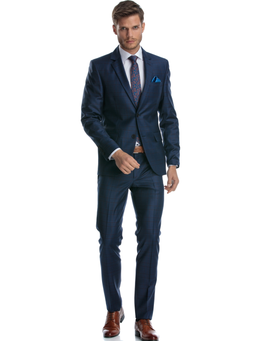 Costum lana albastru cu caro visiniu [2]