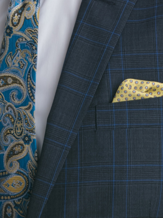 Costum lana bleumarin slim fit cu caro [4]