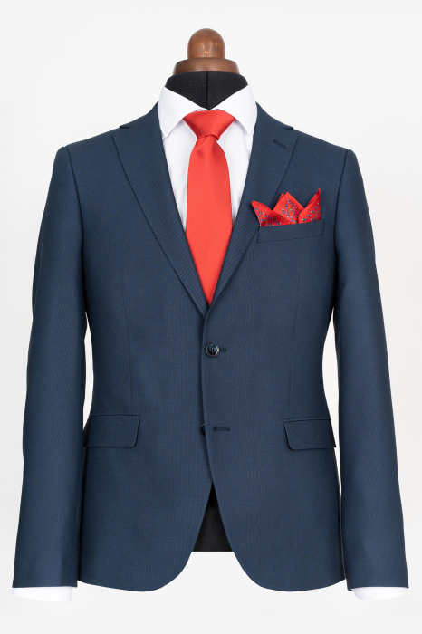 Costum barbati slim fit bleumarin-pepit [3]