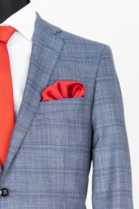 Costum barbati slim fit  albastru-caro [2]