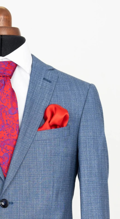 Costum slim fit albastru-pepit [3]