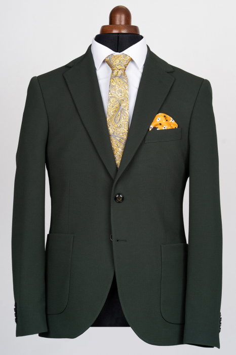 Costum barbati slim fit verde-inchis- structurat [2]