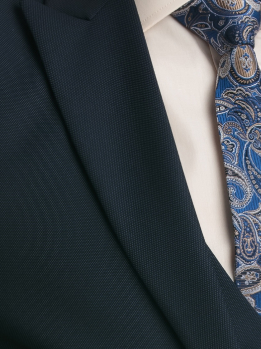 Costum slim fit cu vesta bleumarin [4]