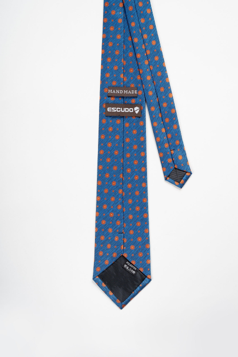 Cravata albastra cu imprimeuri florale maro [2]