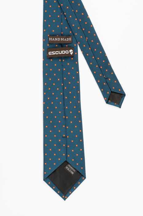 Cravata albastru petrol  cu flori portocalii [3]