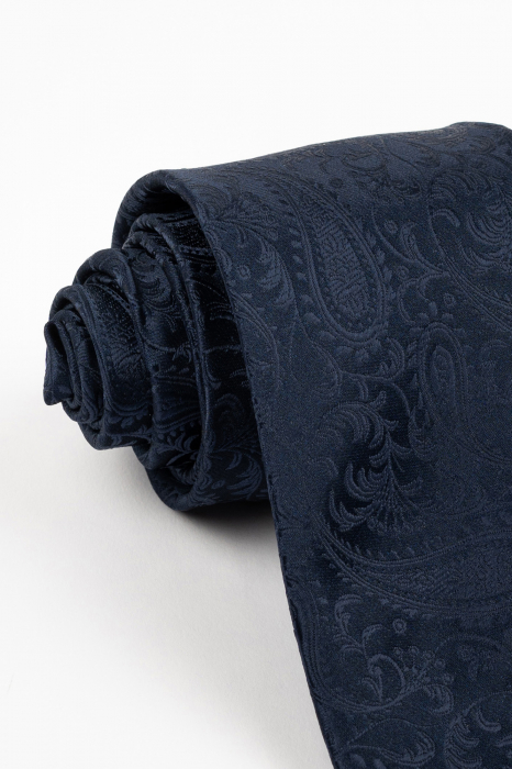 Cravata bleumarin cu imprimeu paisley negru [2]