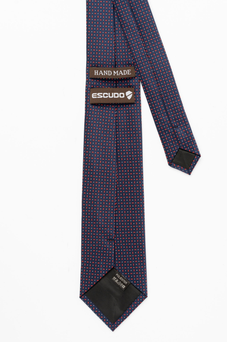Cravata bleumarin cu motive geometrice rosii [3]
