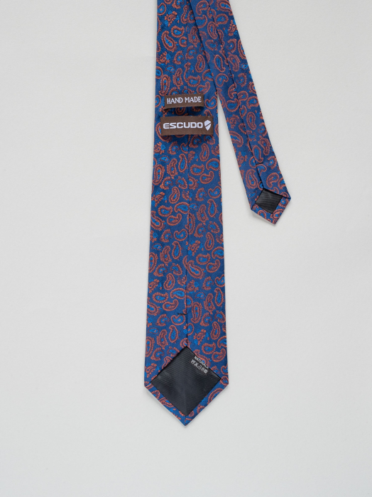 Cravata bleumarin cu portocaliu matase naturala [3]