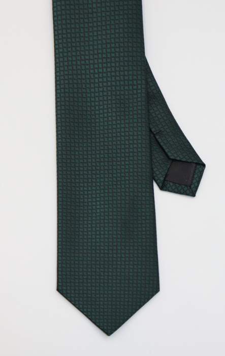 Cravată verde cu model geometric negru [2]