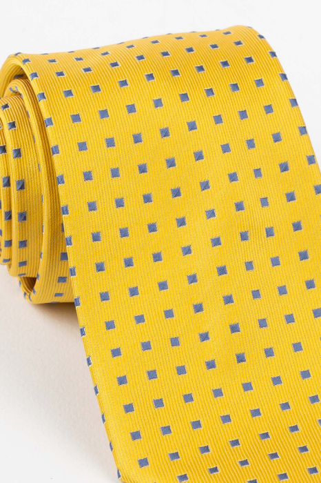 Cravata galbena  cu motive geometrice albastre [2]