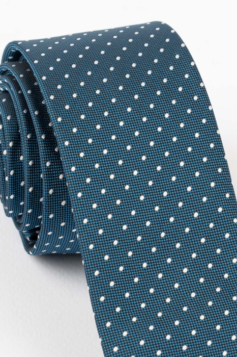 Cravata ingusta albastra cu buline albe [3]