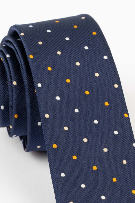 Cravata ingusta bleumarin cu buline colorate [2]