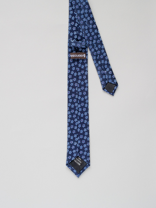 Cravata ingusta bleumarin cu elemente florale [3]