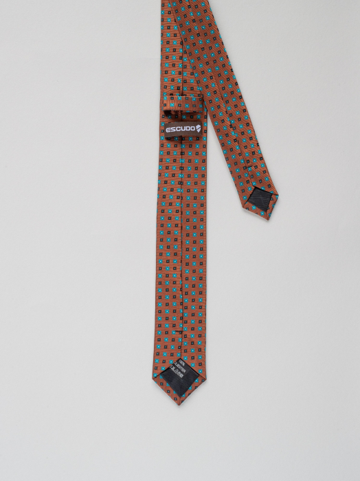 Cravata ingusta maro cu picouri turcoaz [3]