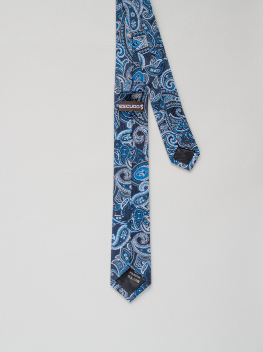 Cravata ingusta model floral bleumarin cu albastru [3]