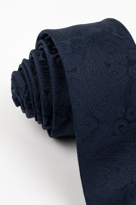 Cravata ingusta navy cu paisley bleumarin [2]