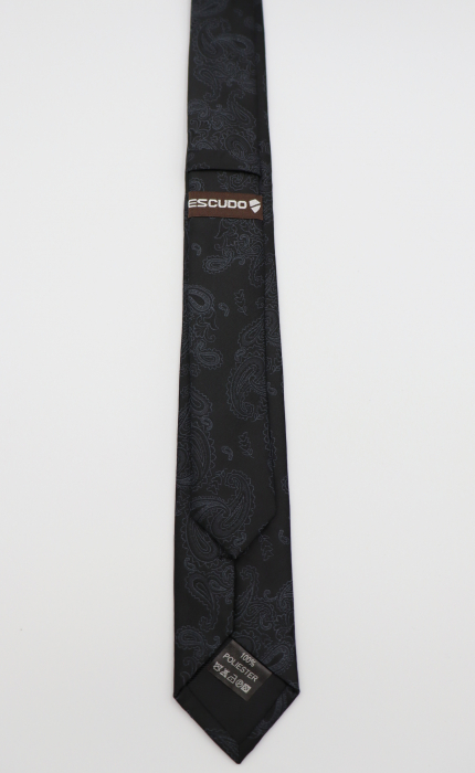 Cravata ingusta neagra cu imprimeu paisley [2]