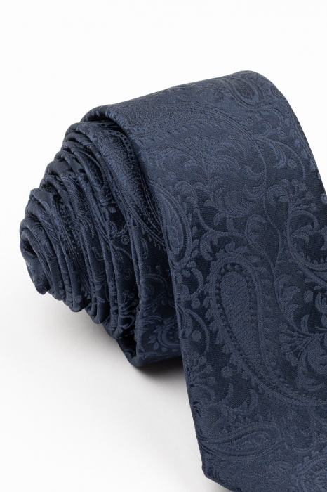 Cravata ingusta bleumarin cu imprimeu paisley bleumarin [2]
