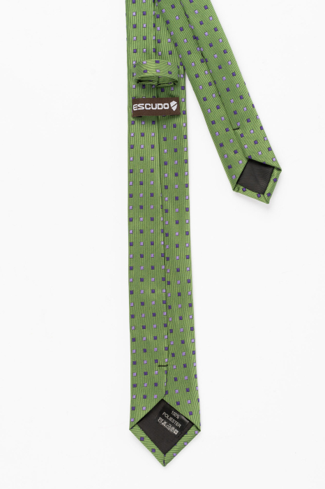 Cravata ingusta verde cu patrate mov [2]